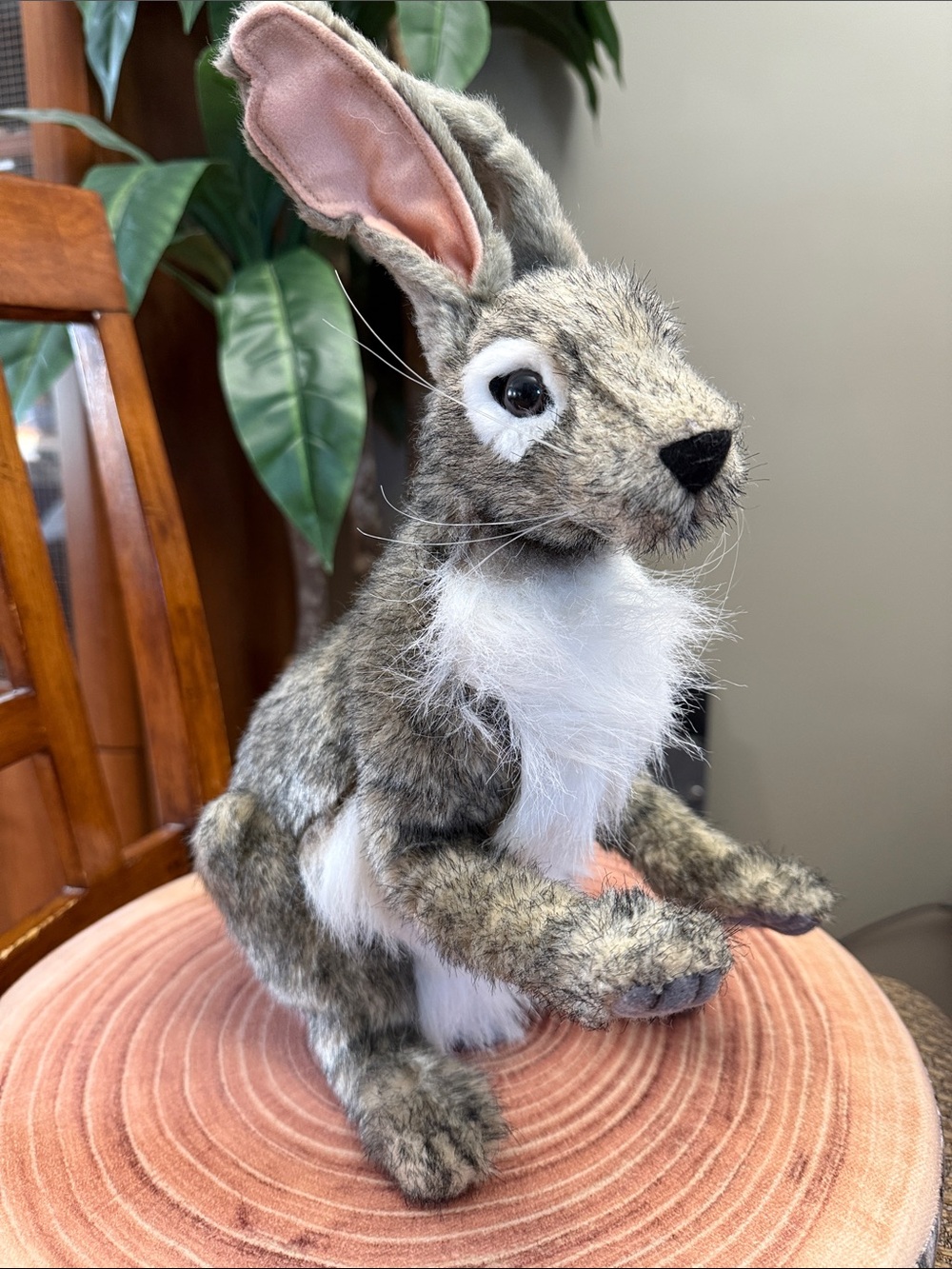 Jack Rabbit Grey Artisan Hand Sewn Handcrafted Plush Gray White Rabbit Plush Toy